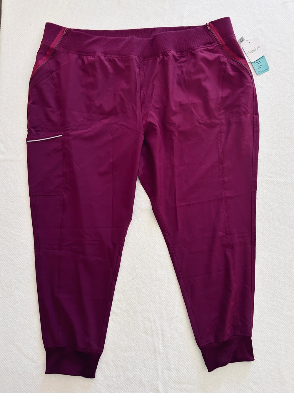 Cherokee Infinity Antimicrobial Mid-Rise Jogger Scrub Pants NWT - 4XL P - WINE